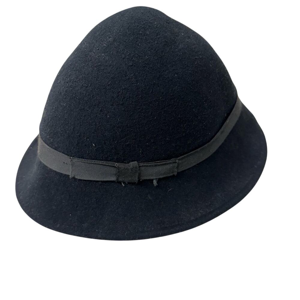 Vintage Black Wool Womens Hat Fall Classic Bucket